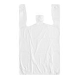 1/8 Small Size White Unprinted Standard-Duty T-Shirt Bag - (2000/Case)