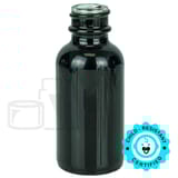 1oz Shiny Black Glass Boston Round Bottle 20-400 (360/Case)