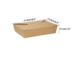 #2 Kraft Microwavable Folded Paper Take-Out Containers 8.5" x 6.3" x 1.9" - (200/Case)