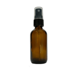 2 oz. (60 ml) Amber Boston Round Glass Bottle with Black Fine Mist Sprayer and Clear Overcap - (49/Case)