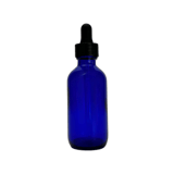 2 oz. (60 ml) Cobalt Blue Boston Round Glass Bottle with Black Dropper - (49/Case)