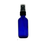 2 oz. (60 ml) Cobalt Blue Boston Round Glass Bottle with Black Fine Mist Sprayer and Clear Overcap - (49/Case)
