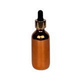 2 oz. (60 ml) Copper Boston Round Glass Bottle with Black Bulb & Gold Dropper - (49/Case)