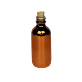 2 oz. (60 ml) Copper Boston Round Glass Bottle with Cork Stopper - (49/Case)