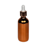 2 oz. (60 ml) Copper Boston Round Glass Bottle with White Bulb & Rose Gold Dropper - (49/Case)