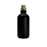2 oz. (60 ml) Matte Black Boston Round Glass Bottle with Cork Stopper - (49/Case)