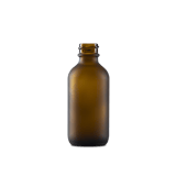 2 oz Amber Frosted Glass Boston Round Bottle 20-400 Neck Finish