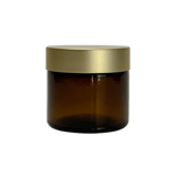 2 oz. Amber Glass Straight Sided Jar with Brushed Gold Lid and Sealing Disc - (24/Case)