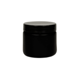 2 oz. Black Matte Glass 53-400 Straight Sided Round Jar with PP Black Lid and Sealing Disc Liner - (24/Case)