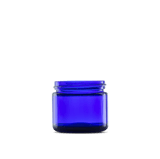 2 oz Blue Glass Straight-Sided Round Jar 53-400 Neck Finish