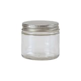 2 oz. Clear Glass 53-400 Straight Sided Round Jar with Silver Metal Lid - (24/Case)