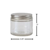 2 oz. Clear Glass 53-400 Straight Sided Round Jar with Silver Metal Lid - (24/Case)