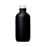 2 oz Flat Matte Black Boston Round Glass Bottle with 20-400 Neck Finish - (172/Case)