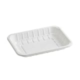 #2 White PET Plastic Meat Tray, 8 3/16" × 5 11/16" × 7/8" - (250/Case)