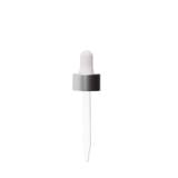 20-400 Matte Silver Dropper with 76 mm Glass Pipette (Fits 1 oz Boston Round Bottle) - 2160/Case