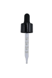 20-410 Black Dropper with 76 mm Graduated Glass Pipette (Fits 1 oz Boston Round Bottle) - 1000/Case