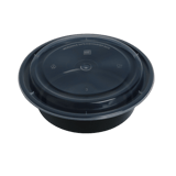 24 oz  Black Microwaveable Container with Clear Lid
