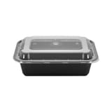 24 oz. Black Rectangular Microwavable Plastic Food Container with Lid - (150/Case)