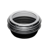 24 oz Black Round PS Plastic Salad Bowl with Clear Lid - (300/Case)