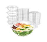 24 oz. Clear PET Plastic Salad Bowls with Lids​ - (150/Case)