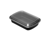 24 oz Black Rectangular Microwavable Heavy Weight Plastic Food Containers with Lids - (150/Case)