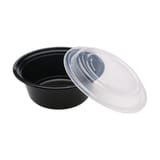 25 oz. Black Microwavable PP Plastic Round Food Container​ with Lid, Heavy Weight - (120/Case)