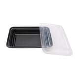 28 oz. Heavy Weight Black PP Plastic Rectangular Food Container​ with Lid, Microwavable - (150/Case)
