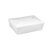 #3 White Microwavable Folded Paper Take-Out Containers 8.5" x 6.25" x 2.5" - (200/Case)