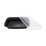 32 oz. Black Microwavable PP Plastic Rectangular Food Container​ with Lid - (150/Case)