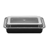 32 oz. Black Rectangular Microwavable Plastic Food Container with Lid - (150/Case)