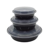32 oz. Black Round Food Container​ with Vented Lid, Microwavable - (150/Case)