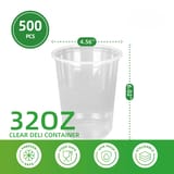 32 oz Clear Plastic Round Deli Container - (500/Case)