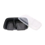 32 oz. Microwavable PP Plastic Rectangular Food Container​ with Lid, 2-compartment - (150/Case)