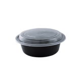 32 oz Black Microwaveable Container with Clear Lid