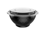 36 oz. Black Round Microwavable Heavy Weight Plastic Bowls with Lids - (150/Case)