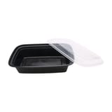 38 oz. Black Microwavable PP Plastic Rectangular Food Container​ with Lid - (150/Case)