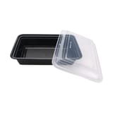 38 oz. Black Microwavable PP Plastic Rectangular Food Container​ with Lid, Heavy Weight - (120/Case)