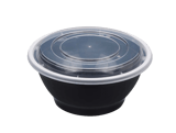 38 oz. Black Round Microwavable Heavy Weight Plastic Bowl with Lid - (150/Case)