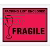 4 1/2 x 5 1/2" Red "Packing List Enclosed - Fragile" Envelopes