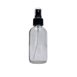 4 oz. (120 ml) Clear Boston Round Glass Bottle with Black Fine Mist Sprayer - (48/Case)