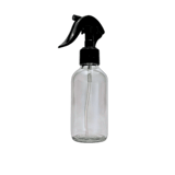 4 oz. (120 ml) Clear Boston Round Glass Bottle with Black Mini Trigger Sprayer - (48/Case)