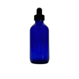 4 oz. (120 ml) Cobalt Blue Boston Round Glass Bottle with Black Dropper - (48/Case)
