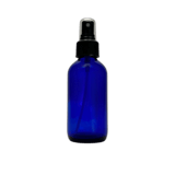 4 oz. (120 ml) Cobalt Blue Boston Round Glass Bottle with Black Fine Mist Sprayer - (48/Case)