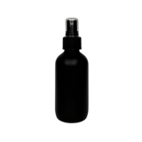 4 oz. (120 ml) Matte Black Boston Round Glass Bottle with Black Fine Mist Sprayer and Clear Overcap - (48/Case)
