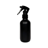 4 oz. (120 ml) Matte Black Boston Round Glass Bottle with Black Mini Trigger Sprayer - (48/Case)