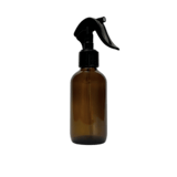 4 oz. (60 ml) Amber Boston Round Glass Bottle with Black Mini Trigger Sprayer - (48/Case)