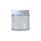 4 oz. Clear Glass 58-400 Straight Sided Round Jar with PP White Lid - (24/Case)