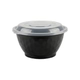 40 oz Black Round PP Plastic Microwavable Bowl with Clear Lid - (150/Case)