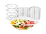 40 oz. Clear PET Plastic Salad Bowls with Lids​ - (150/Case)
