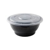 42 oz Black Round PP Plastic Microwavable Bowl with Clear Lid - (150/Case)